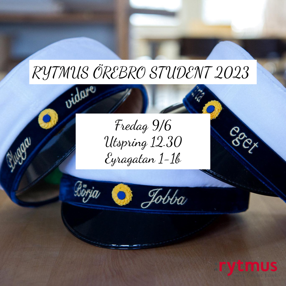 Rytmus Örebro Student 2023, Fredag 9/6, Utspring 12:30, Egragatan 1-16.